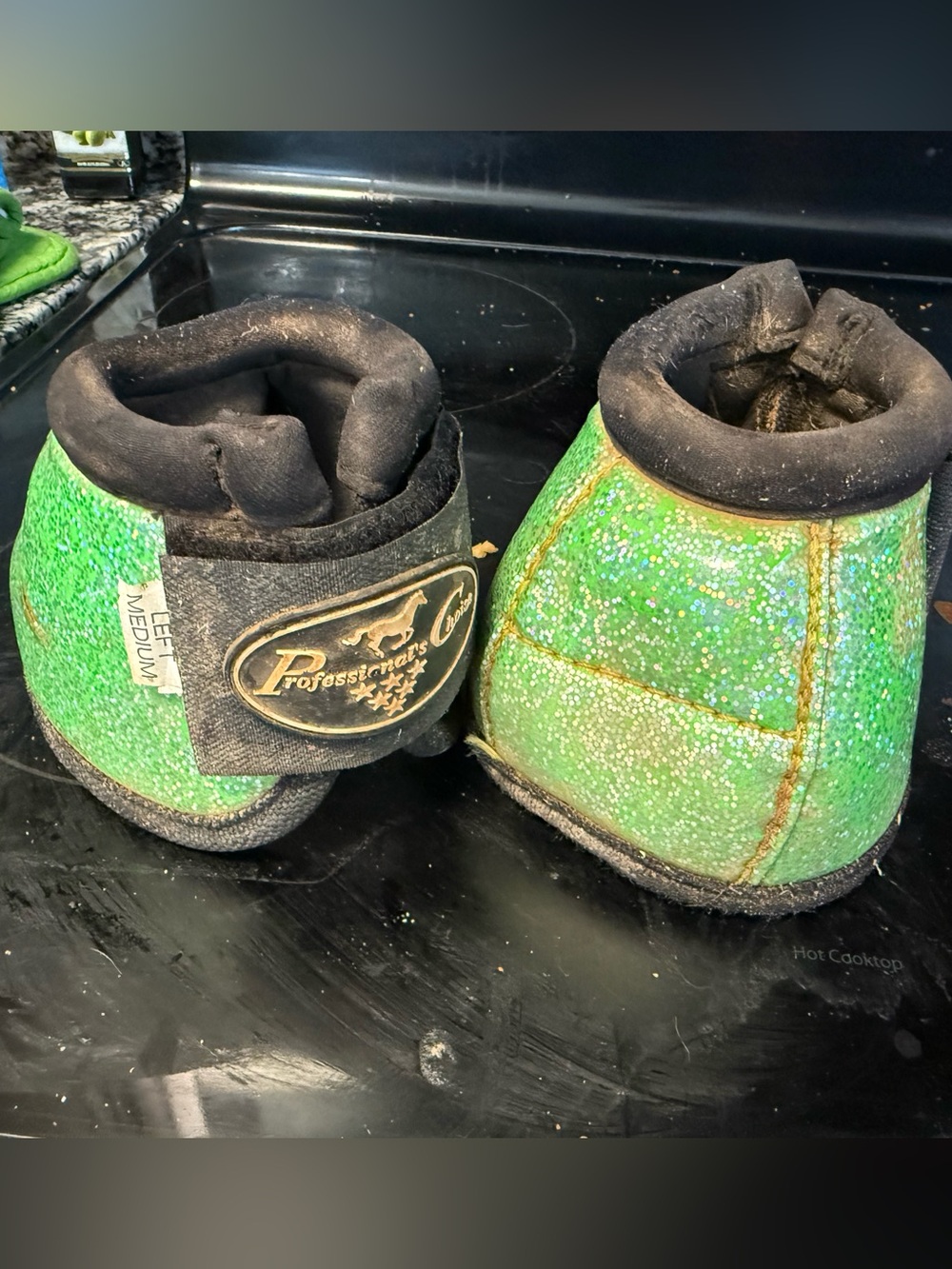 Green Glitter Bell Boots